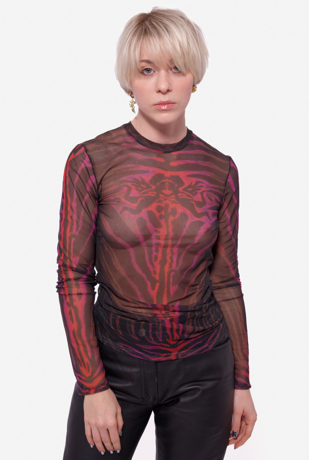 Mesh Long Sleeves Angelic Zebra T-Shirt - Image 4
