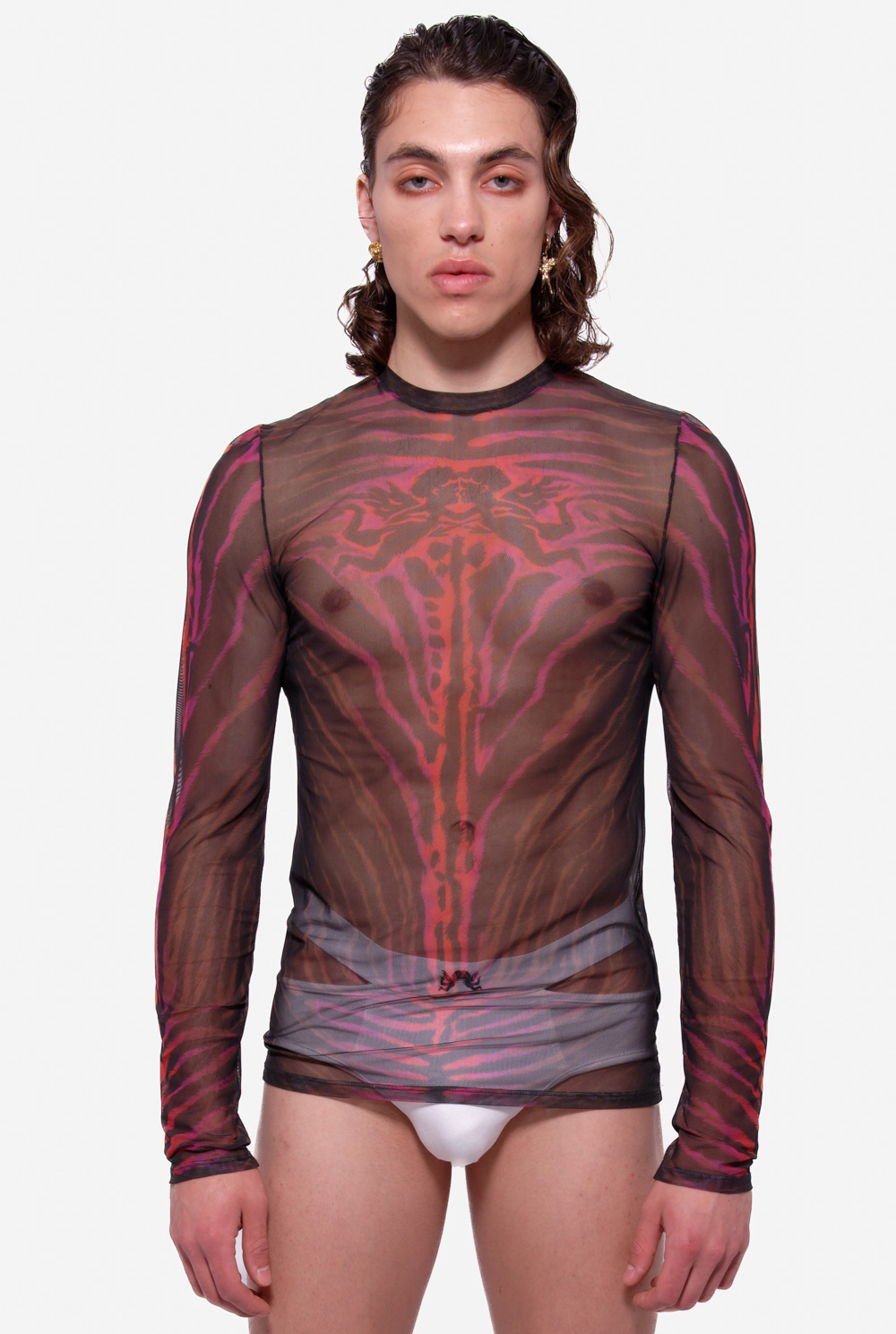 Mesh Long Sleeves Angelic Zebra T-Shirt