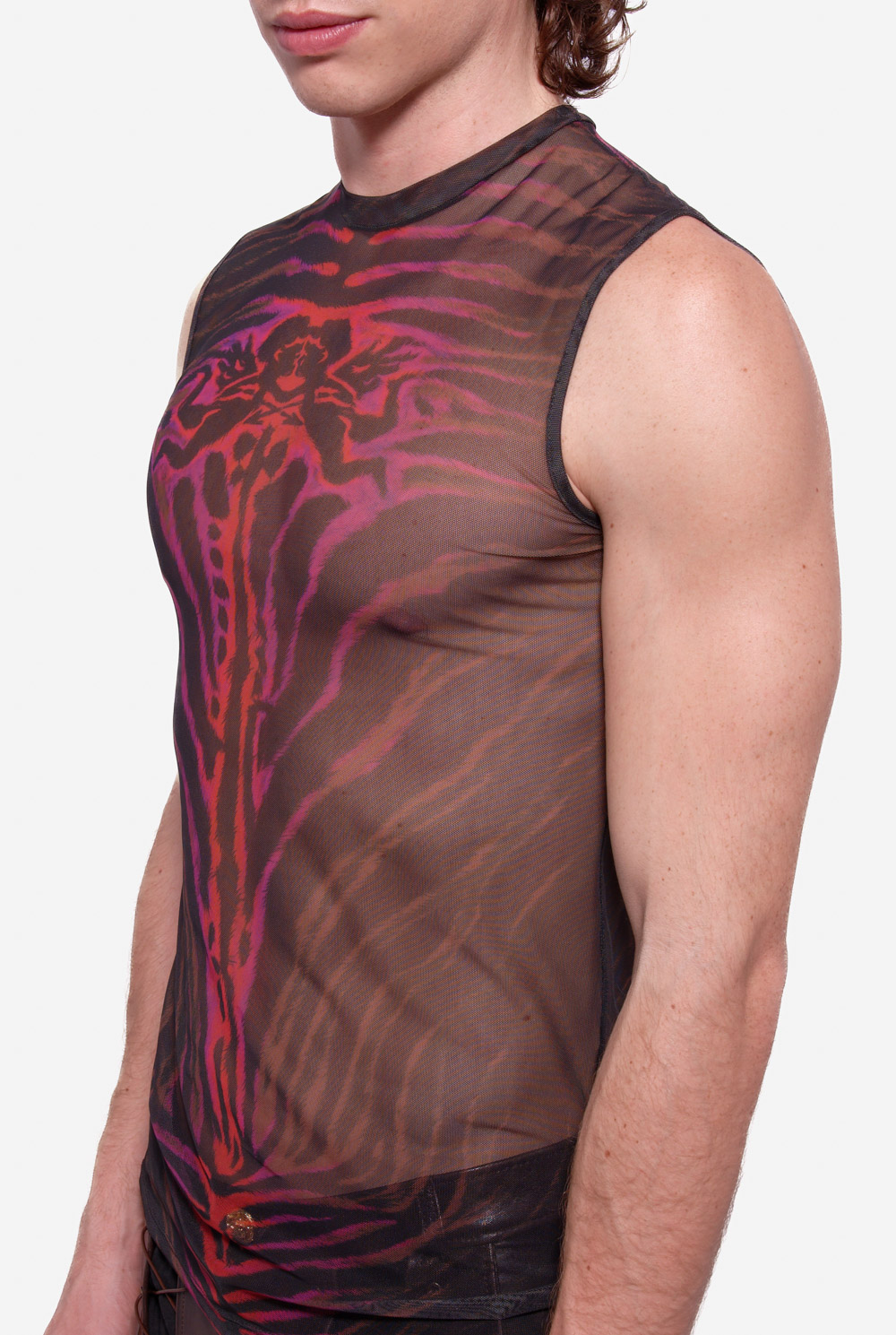 Mesh Sleeveless Angelic Zebra T-Shirt - Image 2