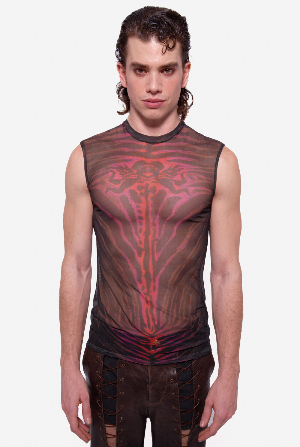 Mesh Sleeveless Angelic Zebra T-Shirt