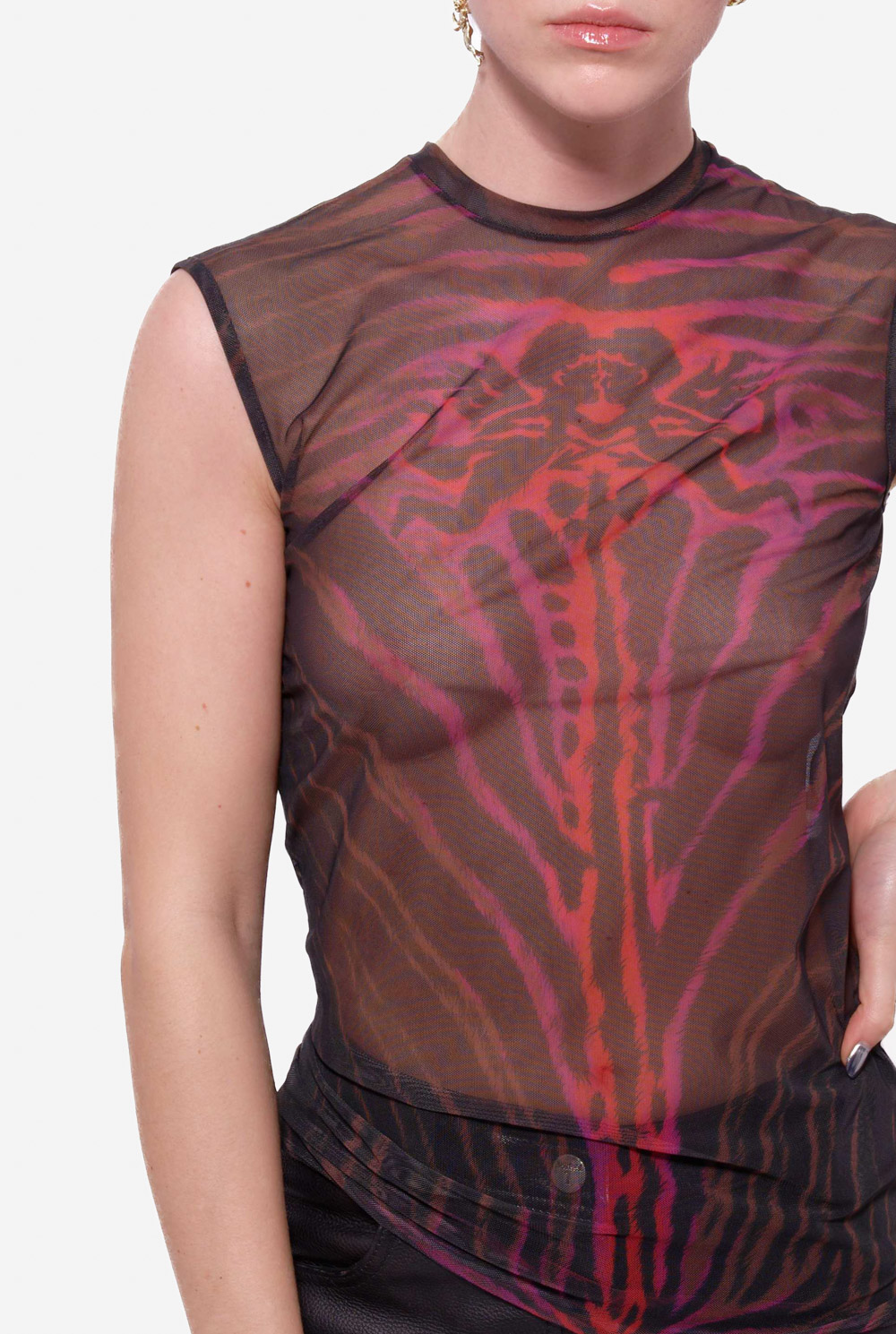 Mesh Sleeveless Angelic Zebra T-Shirt - Image 5